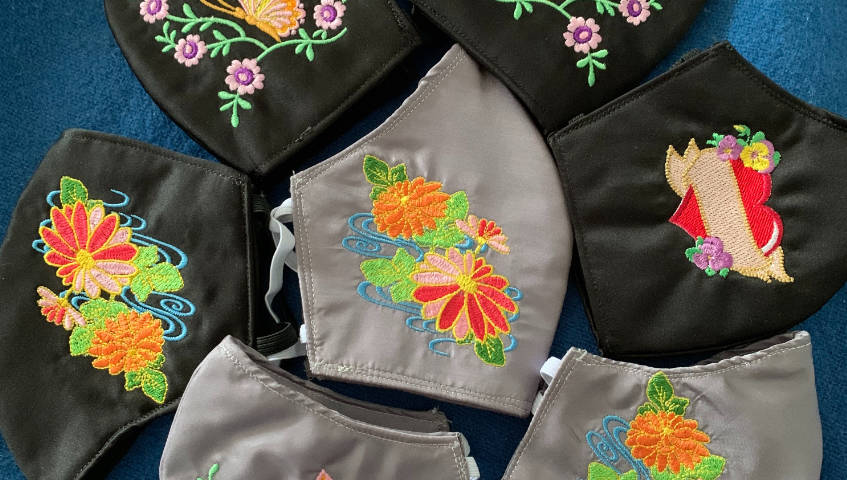Sandra's masks are made with a Brother sewing machine