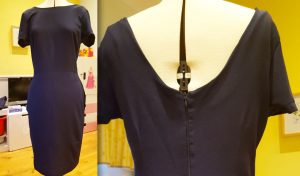 Ros Glasby's boat neck front and deep back dress