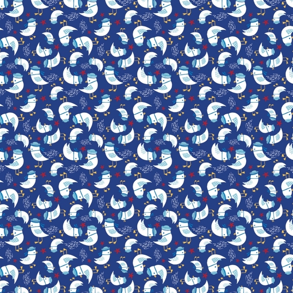 Ahoy Matey Seagull in Dark Blue Fabric 