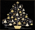 All That Glitters Black Metallic Christmas Trees Fabric Panel  2