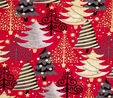All That Glitters Metallic Christmas Trees on Red Fabric  2