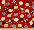 All That Glitters Metallic Ornaments on Red Fabric Quilting & Patchwork 3