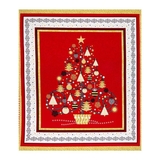 All That Glitters Red Metallic Christmas Trees Fabric Panel