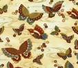 Metallic Oasis Allover Butterflies On Cream Fabric