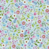 Allover Floral on Sky Blue Fabric