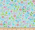Allover Floral on Sky Blue Fabric  3