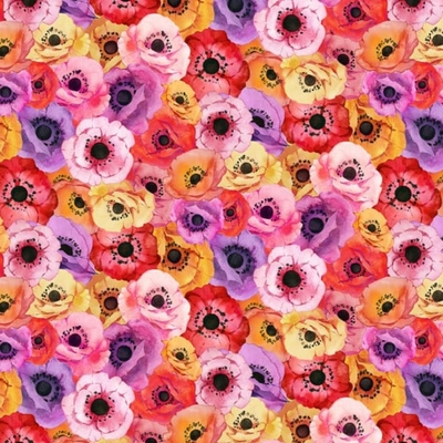 april showers poppies & lavender multicolour fabric