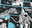 Astronaut in Space on Black Fabric Quilting & Patchwork
