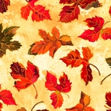 Autumn Bounty Tossed Harvest Leaves on Cream Fabric