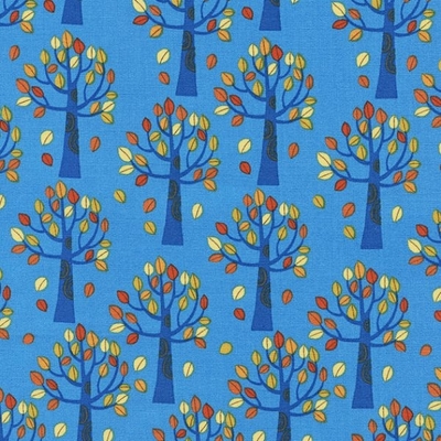 Nutty Buddies Autumn Trees in Blue Fabric