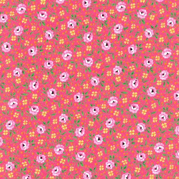 Bliss Multi Floral & Dot on Medium Pink Fabric Quilting & Patchwork