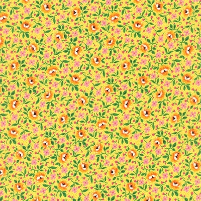 Bliss Multi Floral & Dot on Yellow Fabric