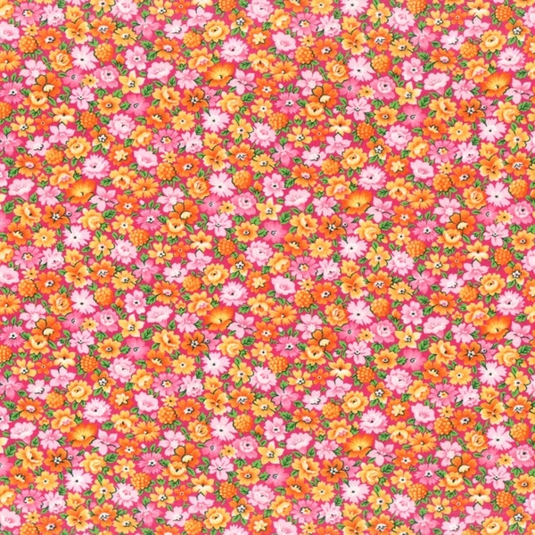 Bliss Multi Packed Floral on Dark Pink Fabric Quilting & Patchwork