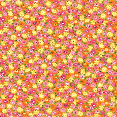 Bliss Multi Packed Floral on Orange Fabric