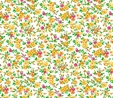 Bliss Yellow Spaced Floral on White Fabric Quilting & Patchwork