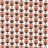 Brown Retro Owls on Cream Fabric