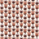 Brown Retro Owls on Cream Fabric