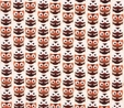 Brown Retro Owls on Cream Fabric  2