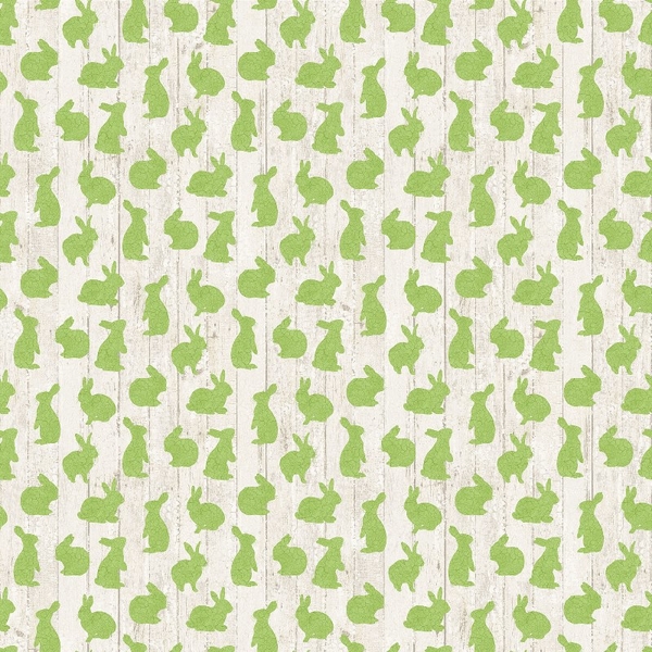 Bunny Love Crackle Green Bunnies on Beige Fabric 