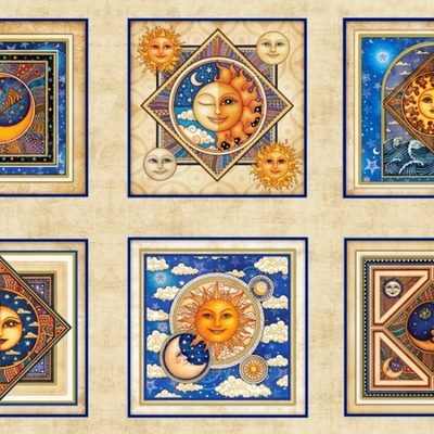 Celestial Day & Night Cream Fabric Panel