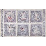 Christmas Holiday Elegance Grey Fabric Panel