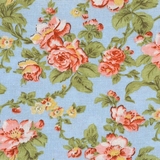 Classic Floral on Light Blue Fabric For Craft & Bag Making