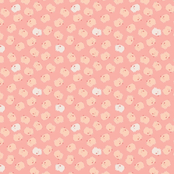Cluck, Moo, Oink Pigs in Pink Chai Fabric 