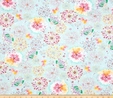 Confetti Blossoms Multi Butterflies & Fan Florals on Light Seafoam Fabric  2