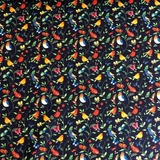 Conservatory Digital Birds Multi on Navy Fabric