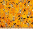 Creepy Hollow Halloween - Dancing Skeletons On Orange Fabric Quilting & Patchwork 3