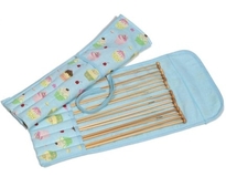 Cupcakes on Blue Bamboo Knitting Pin Set Filled