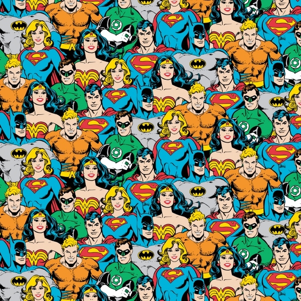 DC Comics II Superhero Crowd in Multi Fabric 
