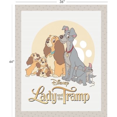 Disney Lady & the Tramp In White Fabric Panel
