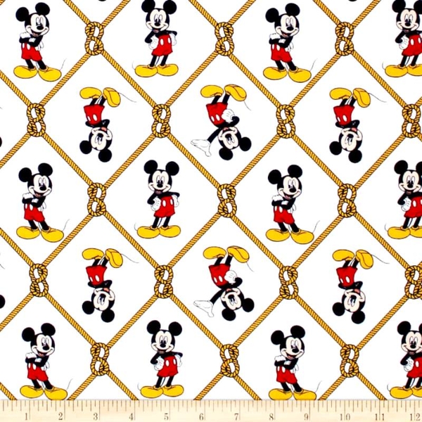 Handcrafted Valance Sewn in Mickey Mouse Oh Boy White Cotton Fabric 