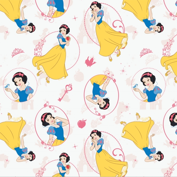 Disney Princess Snow White on White Fabric