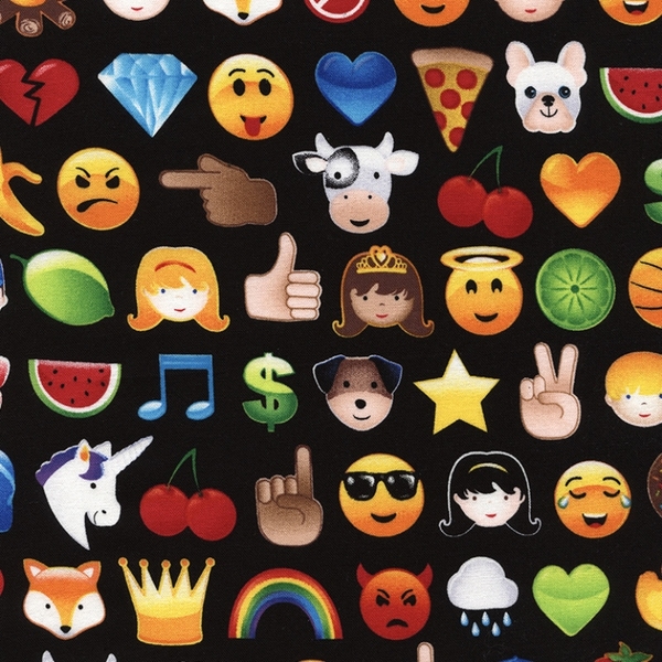 Emojis & Emoticons On Black Fabric