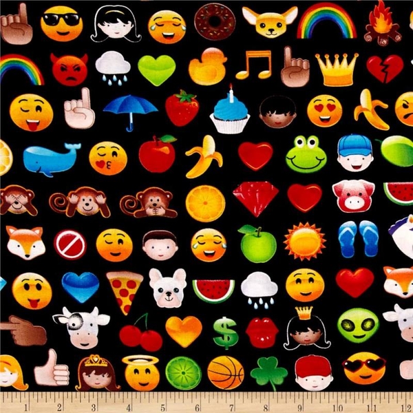 Emojis & Emoticons On Black Fabric