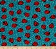 Esme Ladybugs on Blue Fabric  2