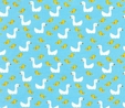 Farm Ducks & Ducklings on Water Blue Fabric  2