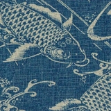 Fishes on Denim Blue Fabric