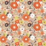Flower Market Multi Floral on Tan Fabric