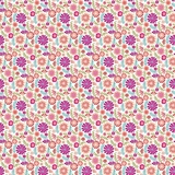 Forest Frolic Small Floral Folk Style on White Fabric