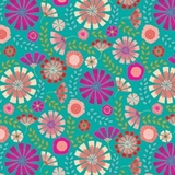 Forest Frolic Small Floral on Teal Fabric