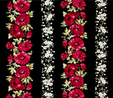 Fuchsia Poppy Stripes on Black Fabric 