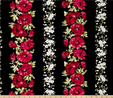 Fuchsia Poppy Stripes on Black Fabric  2