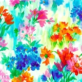 Full Bloom Watercolour Floral Multi Fabric