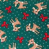 Fun WIth Rudolph Dots & Bows on Green Fabric