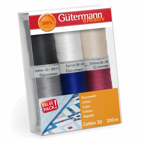 Gutermann 734022_1 | Cotton No. 30: 6 x 300m: 1 | Thread Set Sewing Thread