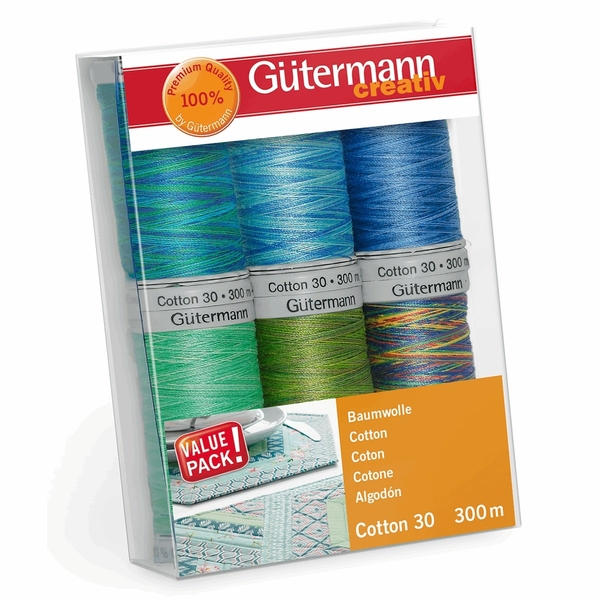 Gutermann 734022_3 | Cotton No.30, 6 x 300m: 3 | Thread Set Sewing Thread