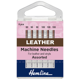 Hemline Sewing Machine Needles: Leather: Mixed: 6 Pieces